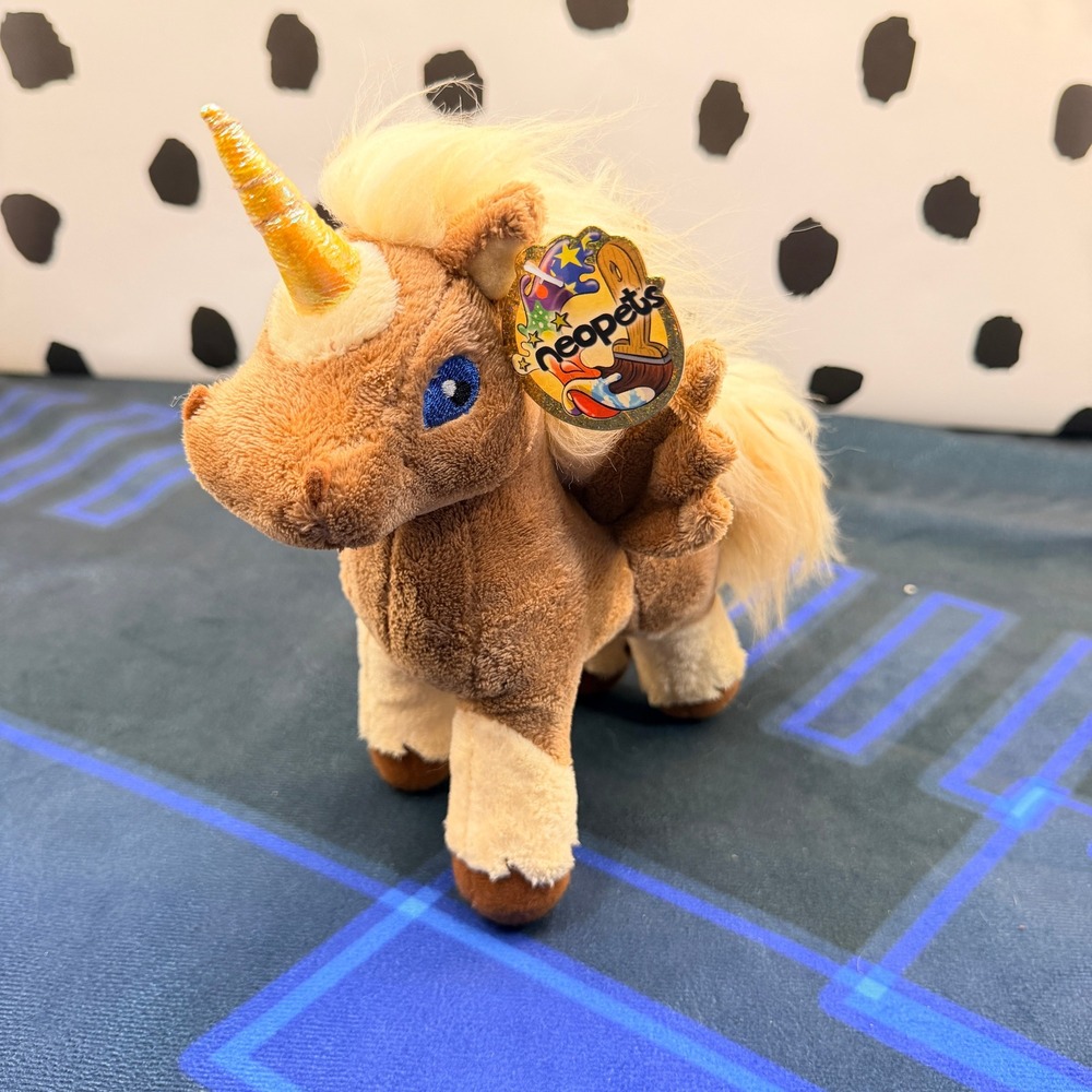 Neopets Brown Uni Plush Toy Kids Brown Pegasus Unicorn 2004 Vintage